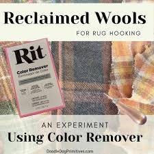 color remover experiment on rug hooking