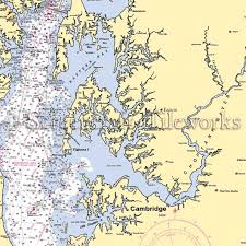 Maryland Cambridge Choptank River Nautical Chart Decor