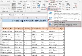 how to freeze top row and first column