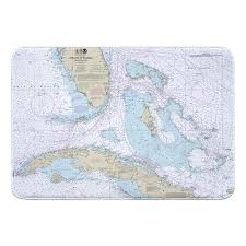 Fl Straits Of Florida Nautical Chart Memory Foam Bath Mat Map Floor Mat Map Bath Mat