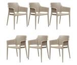 Set 6 scaune terasa/restaurant RAKI Bloom Cappuccino, 60x54xh80cm ...