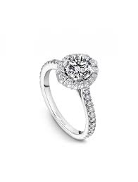 Many people choose to buy their center stone separately from the mounting. Noam Carver 14k White Gold Round Pave Diamond Oval Halo Engagement Ring Setting