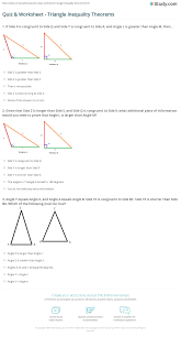 Create your own worksheets like this one with infinite geometry. Quiz Worksheet Triangle Inequality Theorems Study Com