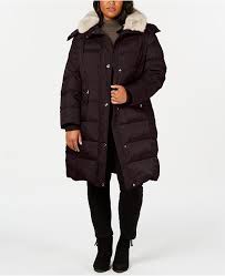 Plus Size Hooded Faux Fur Trim Down Puffer Coat