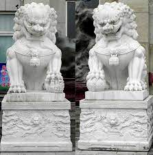 Life Size Marble Chinese Guardian Lions