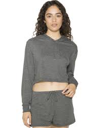 American Apparel Tr3353w Ladies Tri Blend Cropped Hoodie Sweatshirt