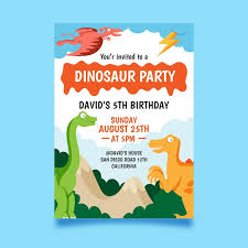 flat dinosaur birthday invitation template