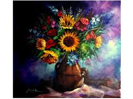 flower pot acrylic on canvas