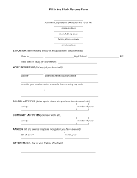 Resume Blank Forms To Fill Out Fill In The Blank Resume
