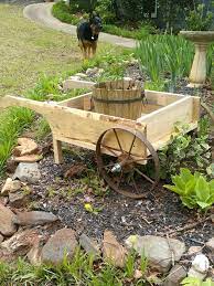 Old Cart Wheel Garden Wheelbarrow