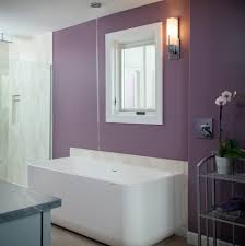 gray cabinets and purple walls