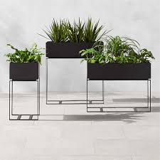 black metal outdoor raised planter