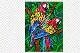 macaw parrot stained glass canvas