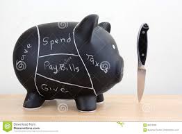 Black Piggy Bank Pork Chart With Knife Stock Photo Image