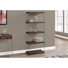 contemporary brown bookcase with glass