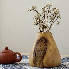 Zen Inspired Vase Wood Natural Wood
