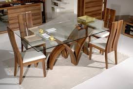 glass and wood dining room table