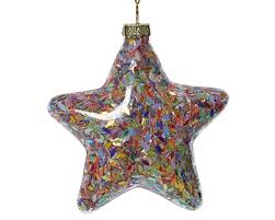 Sequin Glass Clear Star Bauble Multi