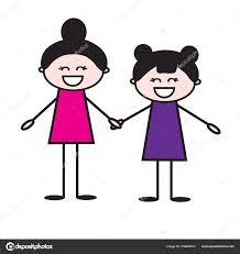 Two Happy Sisters Vector Illustration Stock Vector by ©alina.ill.mail.ru 218400814