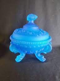 Argonaut Candy Dish Blue Glass Candy