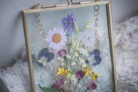 vintage pressed flower glass frame