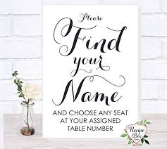 Table Seating Wedding Seating Assigned Seating Sign 8x10 Wedding Signage No Frame