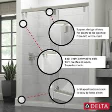 Delta Everly 60 In X 71 1 2 In Frameless Mod Soft Close Sliding Shower Door In Matte Black With 1 4 In 6 Mm Clear Glass