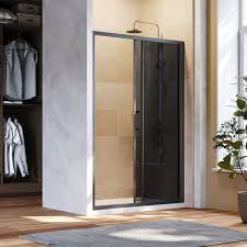 Elegant Black Sliding Shower Doors 1200