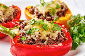 Ground Beef Stuffed Peppers Keto gambar png