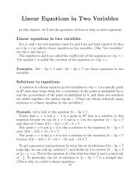 Two Variables Linear Equations