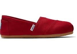 Red Canvas Womens Classics Toms