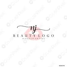 letter nj watercolor lips premade logo