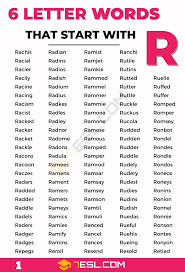 6 letter words starting with r