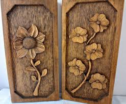 Vintage Hand Carved Wood Wall Hanging