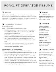 forklift operator resume sle and