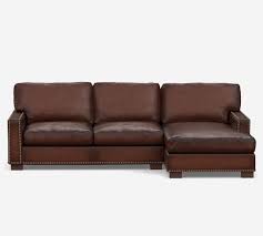 turner square arm leather sofa chaise