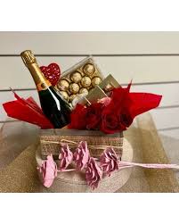 celebration gift basket with chagne