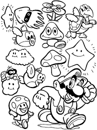 Print out super mario bros characters: Super Mario Brothers All Characters Coloring Page Color Luna