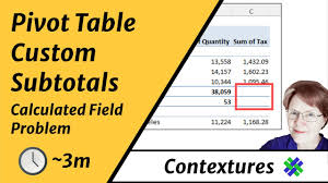 pivot table custom subtotals and