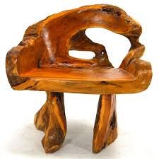 hand sculpted teak root accent chair