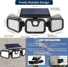 outdoor solar lights 3 adjustable head