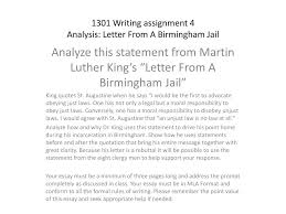 ppt writing assignment analysis letter from a birmingham 1301 writing assignment 4analysis letter from a birmingham jail