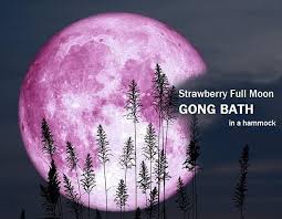 The full moon will peak in brightness early on tuesday (image: Strawberry Full Moon Floating Gong Bath In A Hammock Mindful Space Singapore 24 June 2021