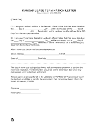 Kansas Lease Termination Letter Form 30 Day Notice Eforms Free