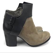 A S 98 Leather Ankle Booties Black Taupe 7 5 8 38