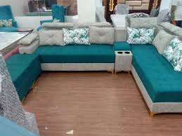 L Shape 8 Seater Brown Sofa Set