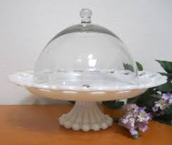 Vintage Milk Glass Cake Stand With