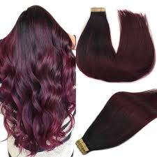 Here are seventeen fun and creative ombre styles for hair. Amazon Com Lab Eh Human Hair Extensions Tape In Ombre Jet Black To Red Remy Real Hair Extensions Tape In Natural Hair Extensions Silky Straight Real Skin Weft Hair Extensions 24 Inch 20pcs