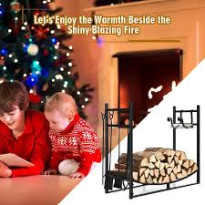 Gymax 36 In Fireplace Log Rack W 4