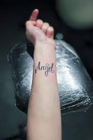 Maybe you would like to learn more about one of these? Tender Girly Angel Quote Tattoo On Arm Tattooimages Biz